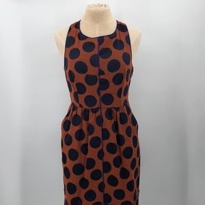 Anthropologie Maeve Rokin Pencil Polka Dot Dress Orange Women’s Size 8